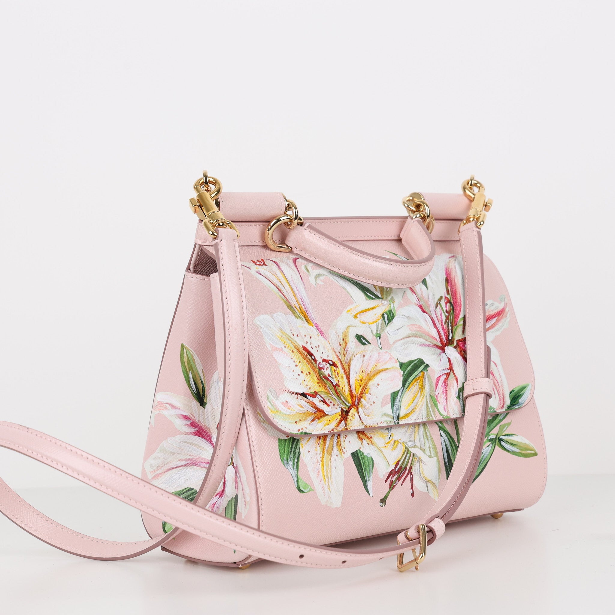 Medium Sicily Bag In Lily-Print Dauphine Calfskin by Dolce 