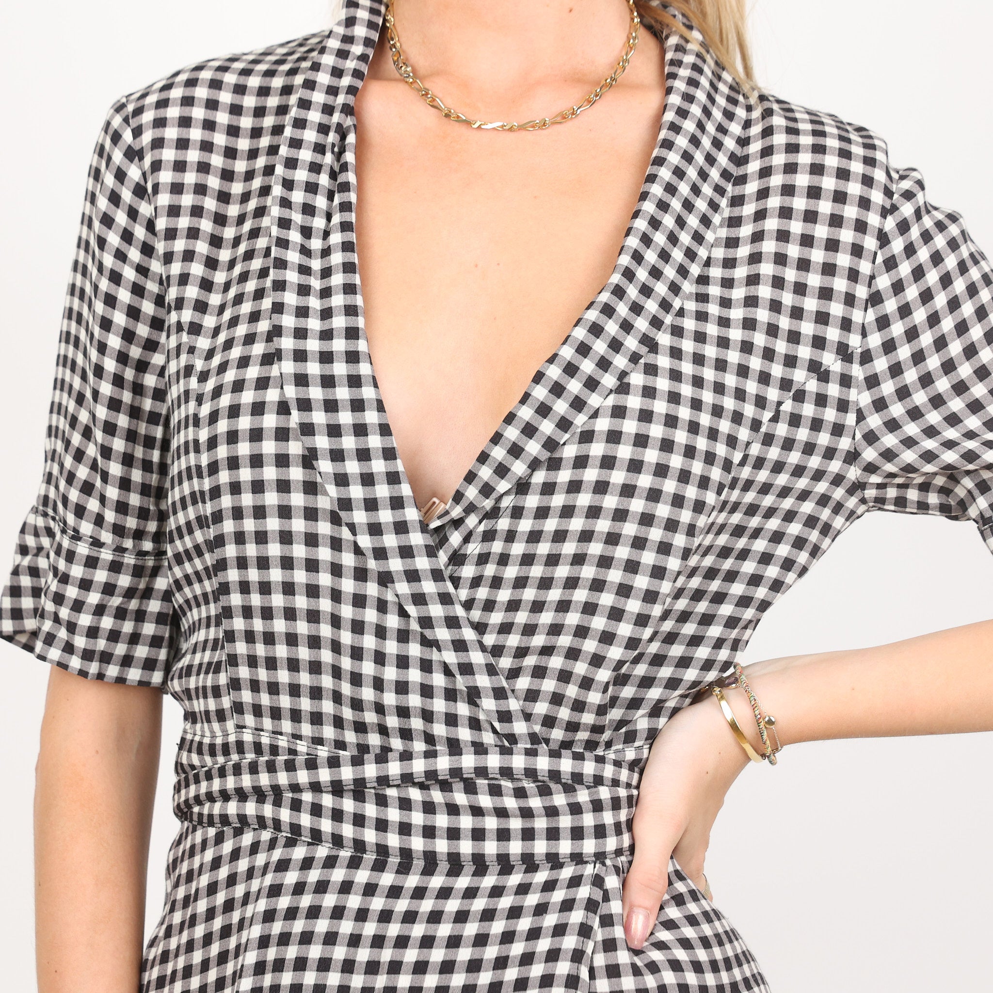 Ganni gingham wrap sales dress